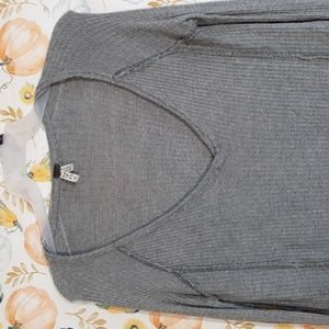 Free People We the Free Gray Long Sleeve Long Lightweigh Ribbed Sweater